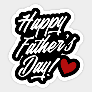 Simple Happy Father's Day Calligraphy with Red Heart Sticker